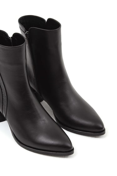  Tamer Tanca Kadın Hakiki Deri Siyah Klasik Bot