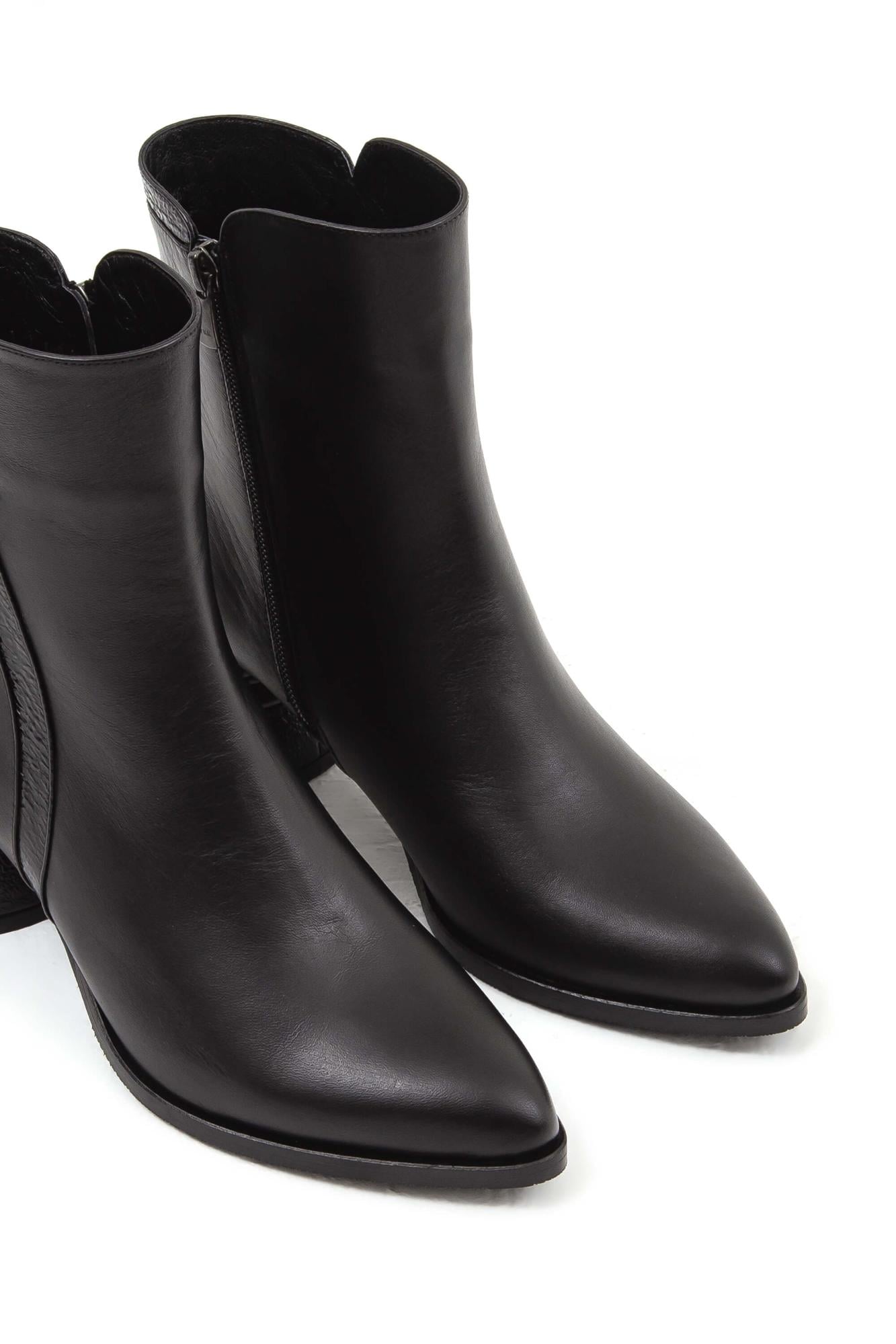  Tamer Tanca Kadın Hakiki Deri Siyah Klasik Bot