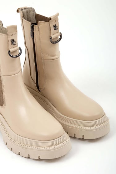  Tamer Tanca Kadın Hakiki Deri Bej Günlük Bot