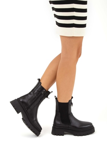  Tamer Tanca Kadın Hakiki Deri Siyah Günlük Bot