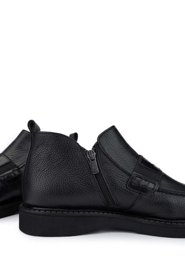  Tamer Tanca Erkek Hakiki Deri Siyah Klasik Bot