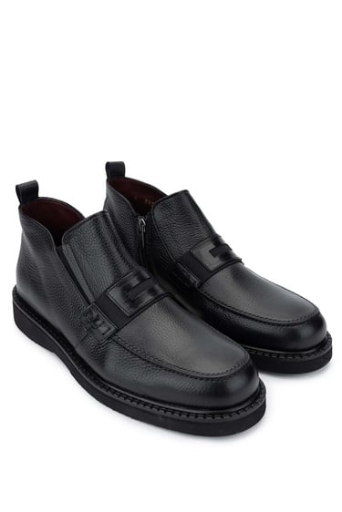  Tamer Tanca Erkek Hakiki Deri Siyah Klasik Bot