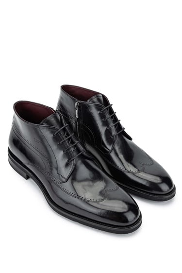  Tamer Tanca Erkek Hakiki Deri Siyah Klasik Bot