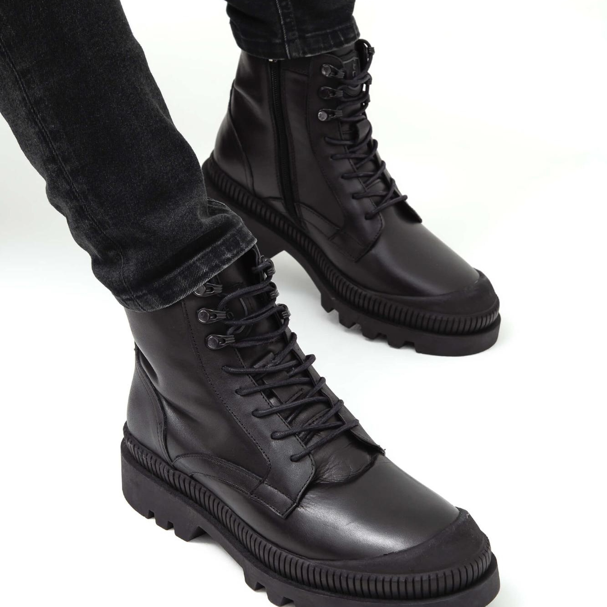 Tamer Tanca Erkek Hakiki Deri Siyah Casual Bot