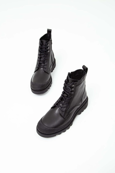  Tamer Tanca Erkek Hakiki Deri Siyah Casual Bot