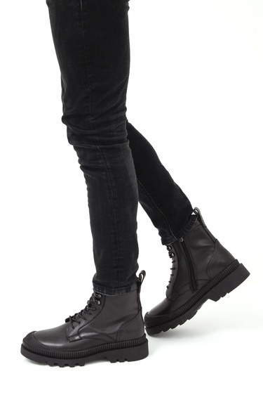  Tamer Tanca Erkek Hakiki Deri Siyah Casual Bot