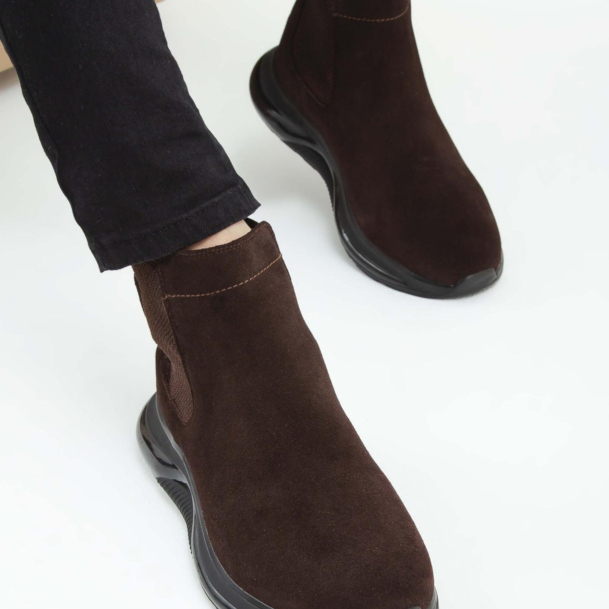 Tamer Tanca Erkek Hakiki Deri Kahverengi Süet Casual Bot