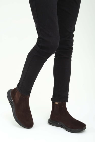  Tamer Tanca Erkek Hakiki Deri Kahverengi Süet Casual Bot