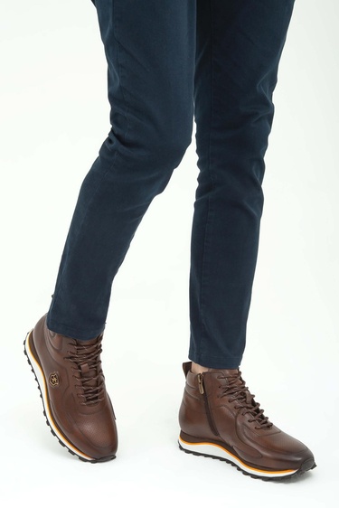  Tamer Tanca Erkek Hakiki Deri Kahverengi Casual Bot