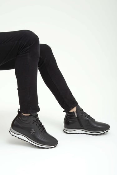  Tamer Tanca Erkek Hakiki Deri Siyah Casual Bot