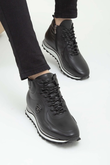  Tamer Tanca Erkek Hakiki Deri Siyah Casual Bot