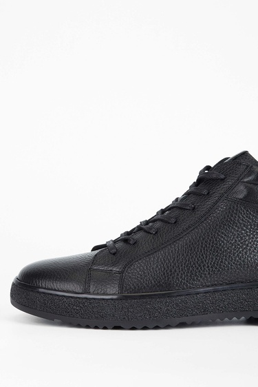  Tamer Tanca Erkek Hakiki Deri Siyah Casual Bot