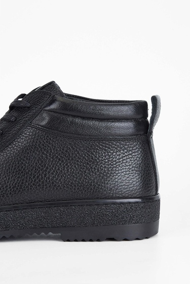  Tamer Tanca Erkek Hakiki Deri Siyah Casual Bot