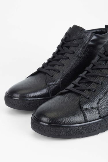  Tamer Tanca Erkek Hakiki Deri Siyah Casual Bot