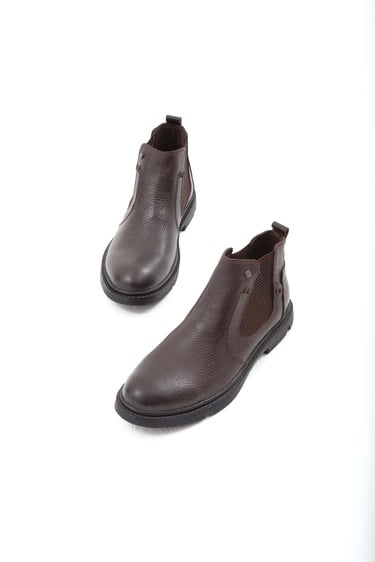  Tamer Tanca Erkek Hakiki Deri Kahverengi Klasik Bot