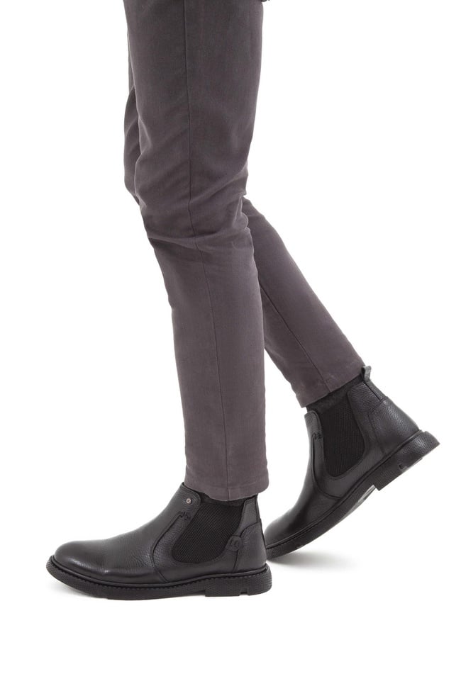  Tamer Tanca Erkek Hakiki Deri Siyah Klasik Bot