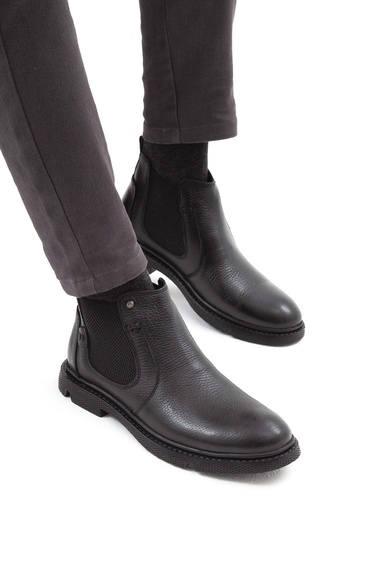  Tamer Tanca Erkek Hakiki Deri Siyah Klasik Bot