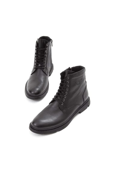  Tamer Tanca Erkek Hakiki Deri Siyah Klasik Bot
