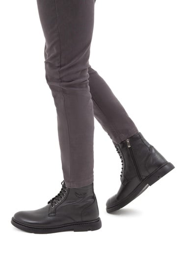  Tamer Tanca Erkek Hakiki Deri Siyah Klasik Bot