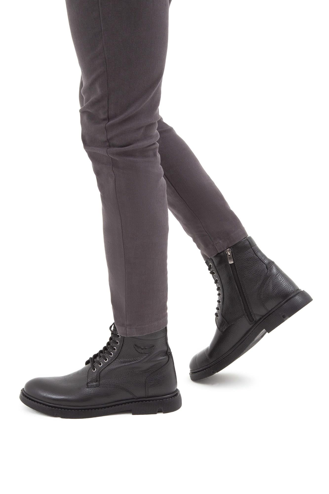  Tamer Tanca Erkek Hakiki Deri Siyah Klasik Bot