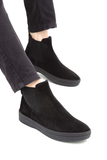  Tamer Tanca Erkek Hakiki Deri Siyah Süet Casual Bot