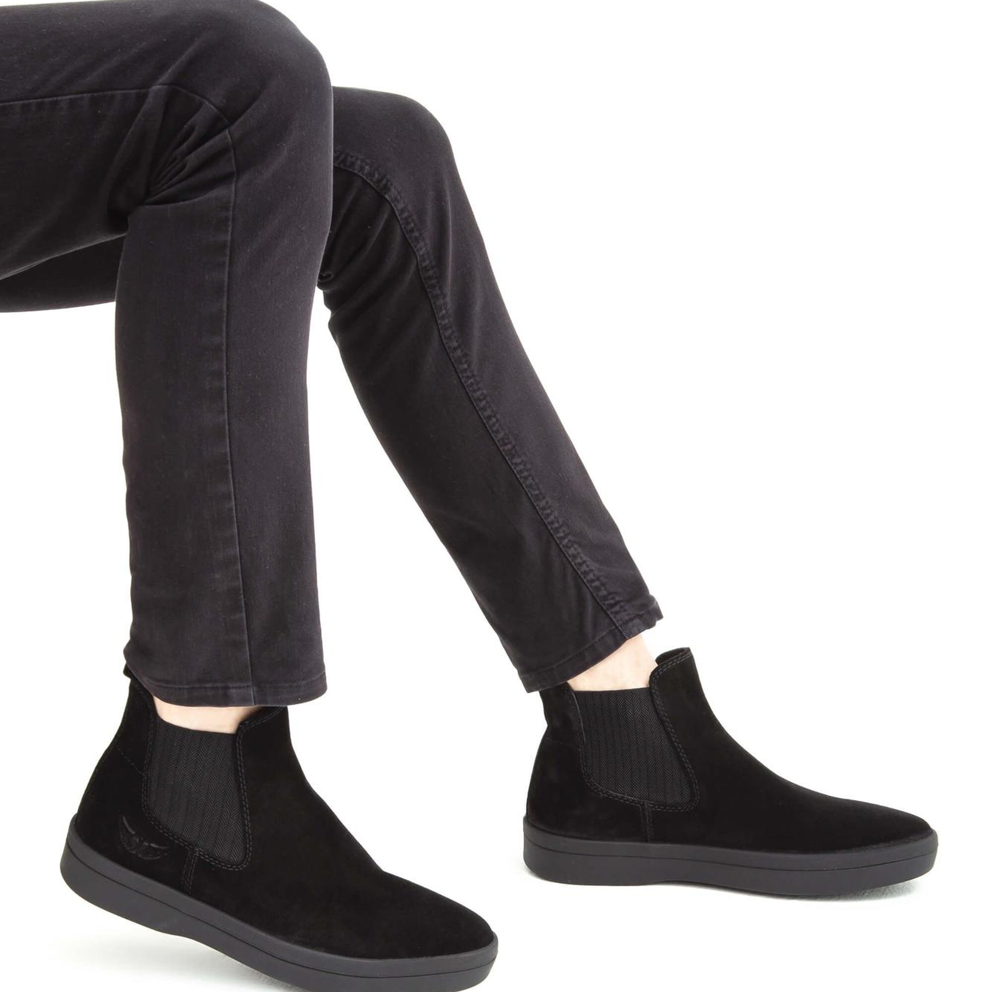 Tamer Tanca Erkek Hakiki Deri Siyah Süet Casual Bot