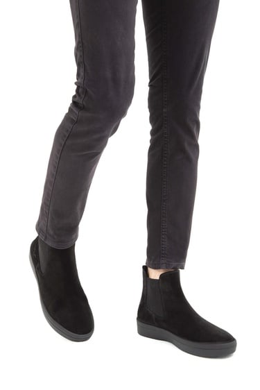  Tamer Tanca Erkek Hakiki Deri Siyah Süet Casual Bot