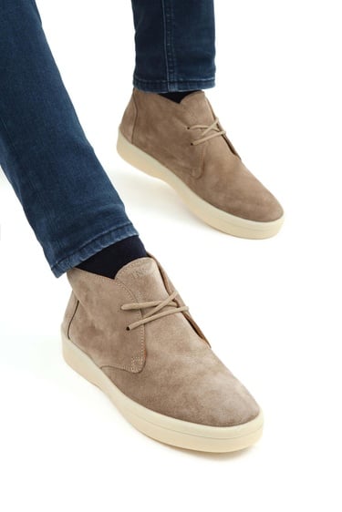  Tamer Tanca Erkek Hakiki Deri Bej Casual Bot