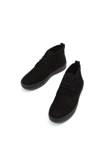  Tamer Tanca Erkek Hakiki Deri Siyah Süet Casual Bot