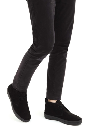  Tamer Tanca Erkek Hakiki Deri Siyah Süet Casual Bot