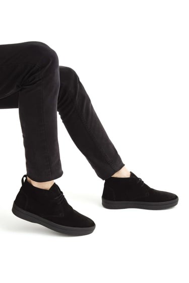  Tamer Tanca Erkek Hakiki Deri Siyah Süet Casual Bot