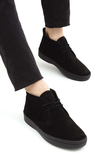  Tamer Tanca Erkek Hakiki Deri Siyah Süet Casual Bot