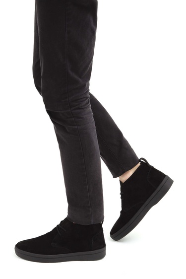  Tamer Tanca Erkek Hakiki Deri Siyah Süet Casual Bot