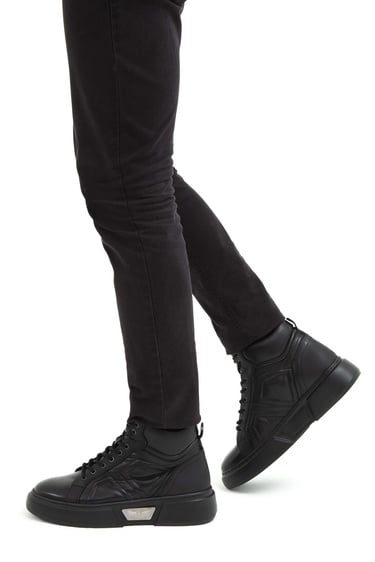  Tamer Tanca Erkek Hakiki Deri Siyah Casual Bot