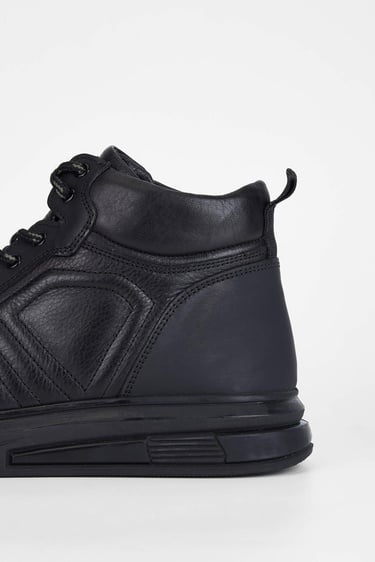  Tamer Tanca Erkek Hakiki Deri Siyah Casual Bot