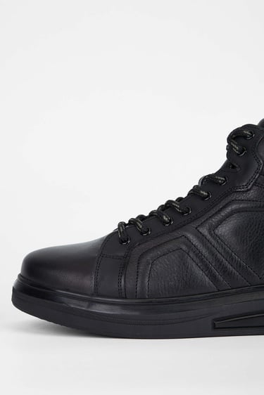  Tamer Tanca Erkek Hakiki Deri Siyah Casual Bot
