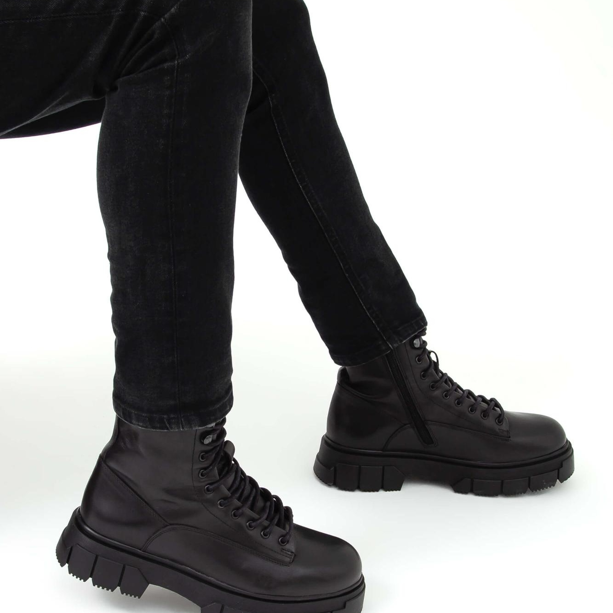 Tamer Tanca Erkek Hakiki Deri Siyah Casual Bot