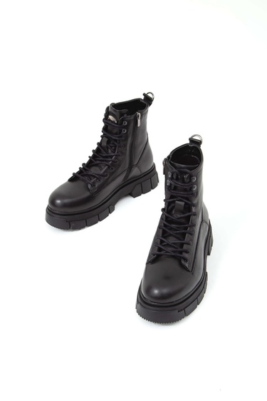  Tamer Tanca Erkek Hakiki Deri Siyah Casual Bot