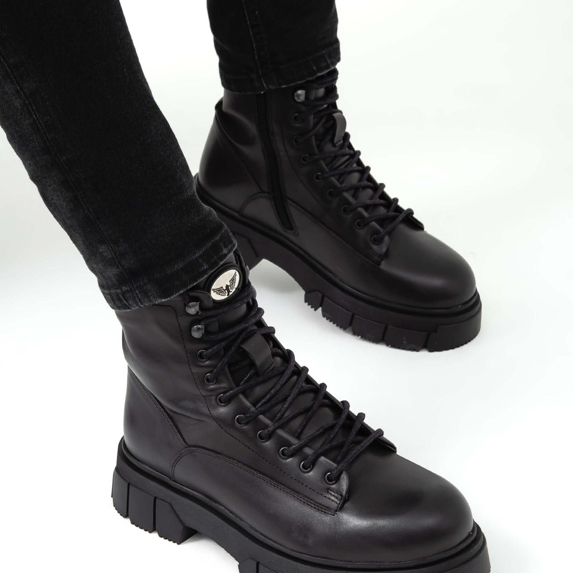 Tamer Tanca Erkek Hakiki Deri Siyah Casual Bot