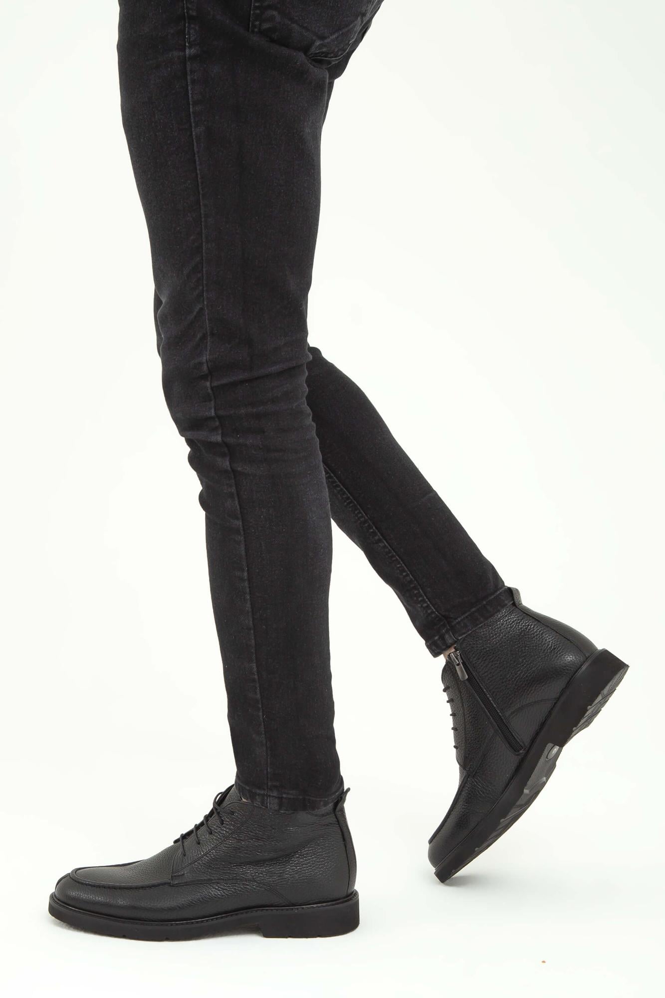  Tamer Tanca Erkek Hakiki Deri Siyah Klasik Bot