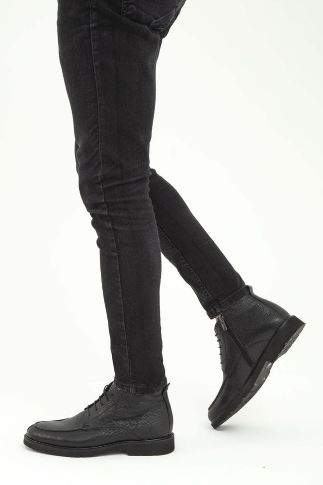  Tamer Tanca Erkek Hakiki Deri Siyah Klasik Bot