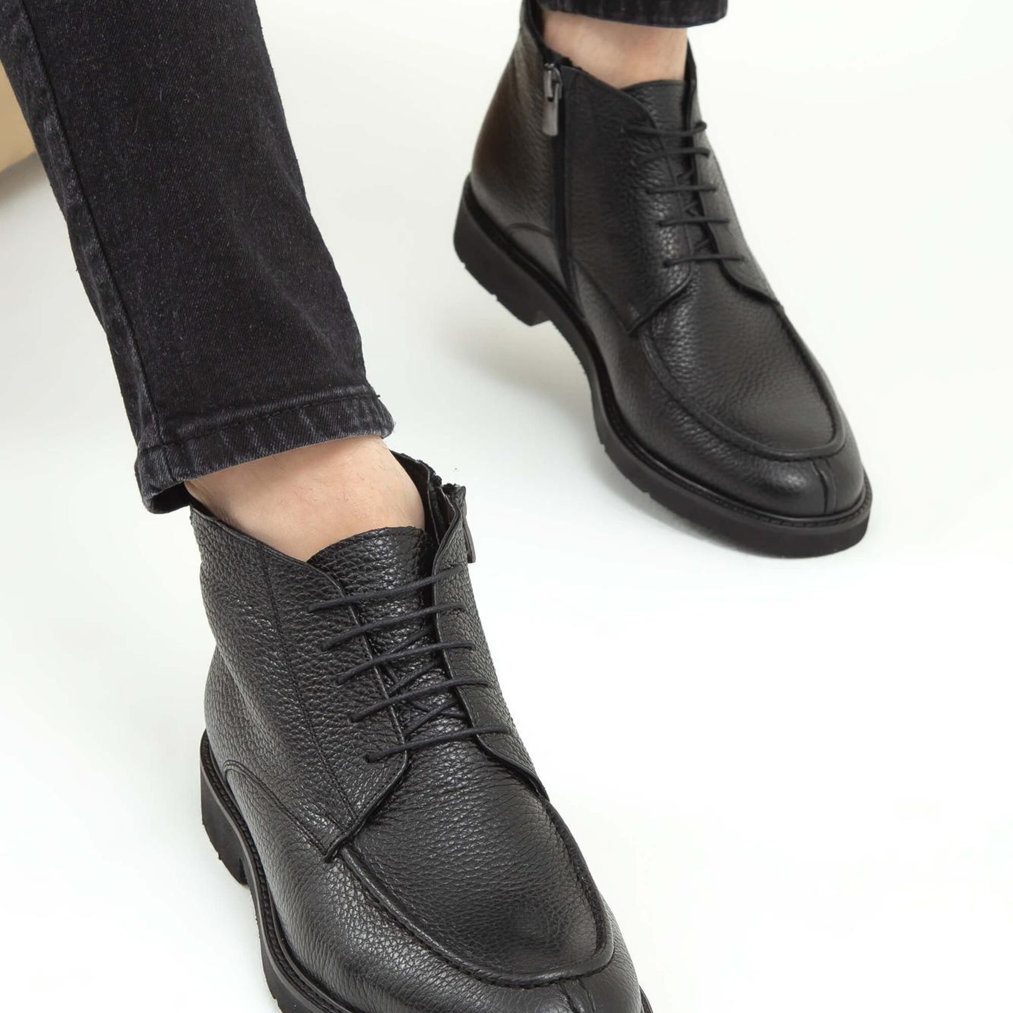 Tamer Tanca Erkek Hakiki Deri Siyah Klasik Bot