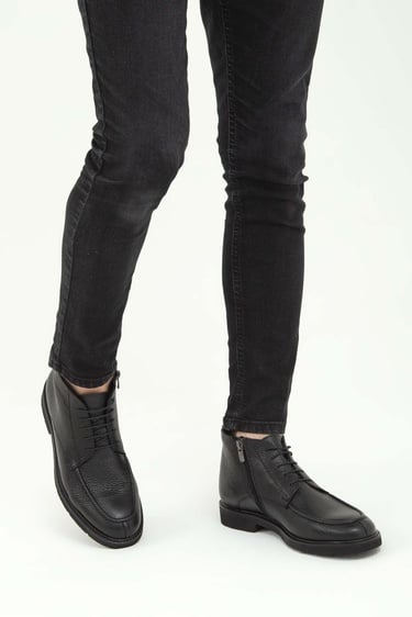  Tamer Tanca Erkek Hakiki Deri Siyah Klasik Bot