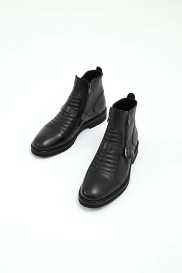  Tamer Tanca Erkek Hakiki Deri Siyah Klasik Bot