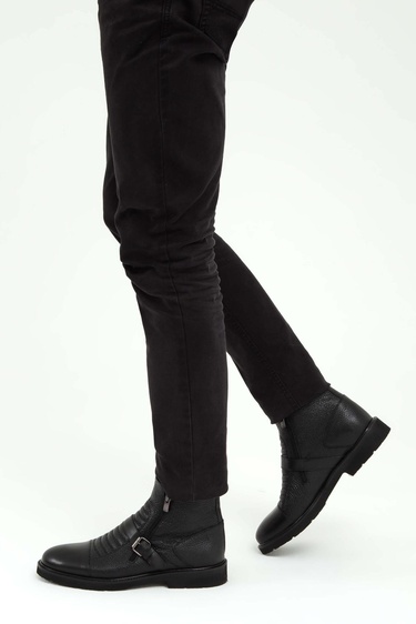  Tamer Tanca Erkek Hakiki Deri Siyah Klasik Bot