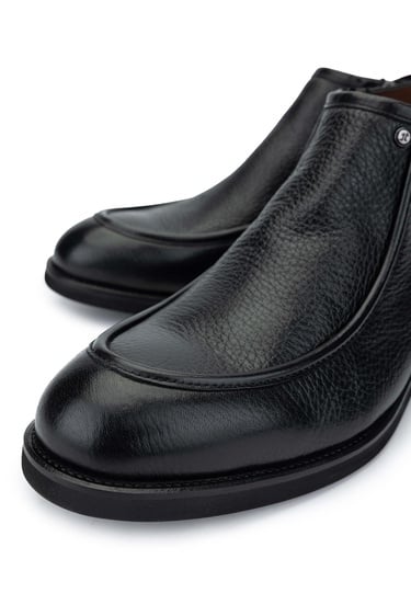  Tamer Tanca Erkek Hakiki Deri Siyah Bot Ayakkabı