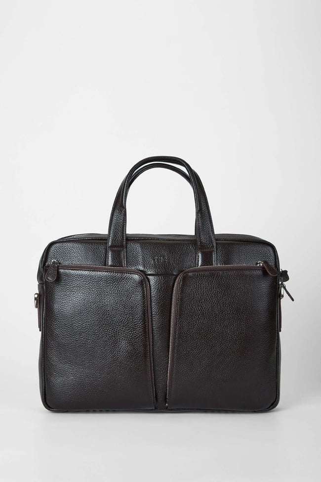  Tamer Tanca Erkek Hakiki Deri Kahverengi Evrak Çantası