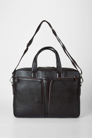  Tamer Tanca Erkek Hakiki Deri Kahverengi Evrak Çantası