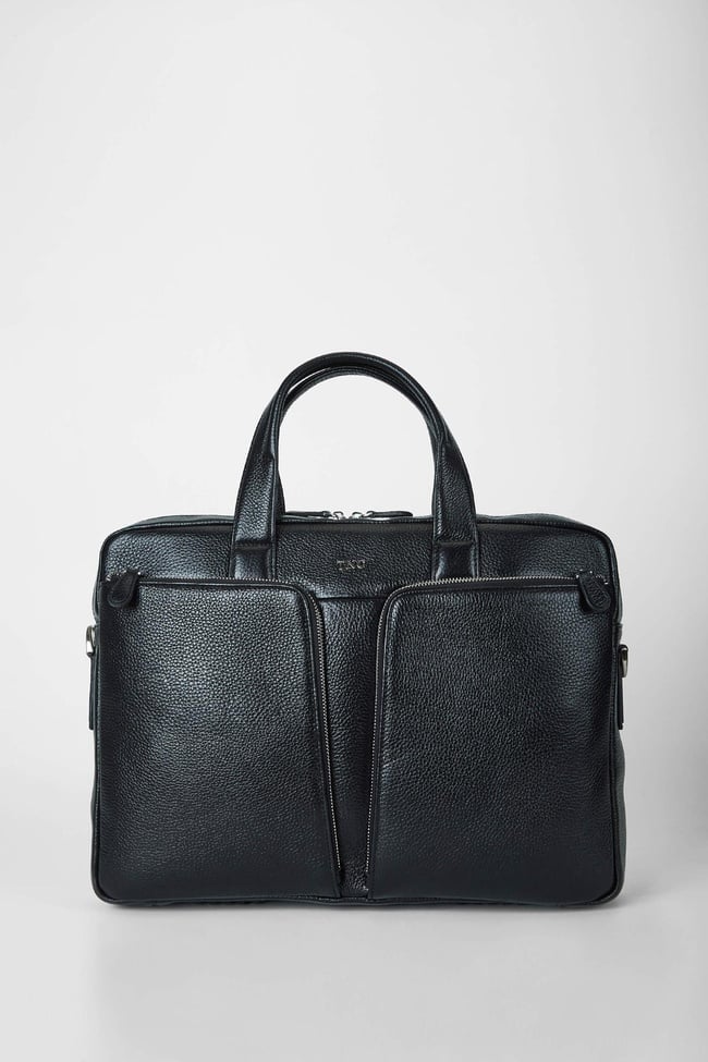  Tamer Tanca Erkek Hakiki Deri Siyah Evrak Çantası