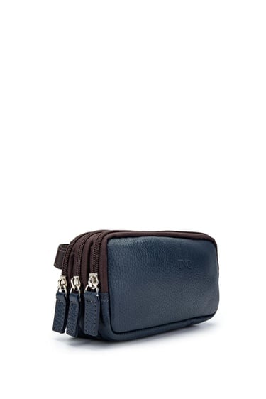  Tamer Tanca Erkek Hakiki Deri Lacivert El Çantası